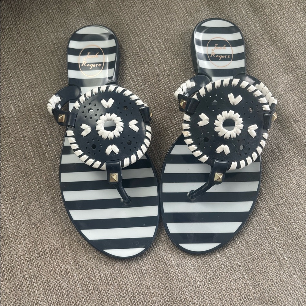 Jack Rogers Navy and White Sandals